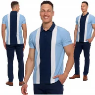 Koszulki męskie - Koszulka Polo Kołnierzyk Męska Pasy Polówka Klasyczna Elegancka XL MORAJ - miniaturka - grafika 1