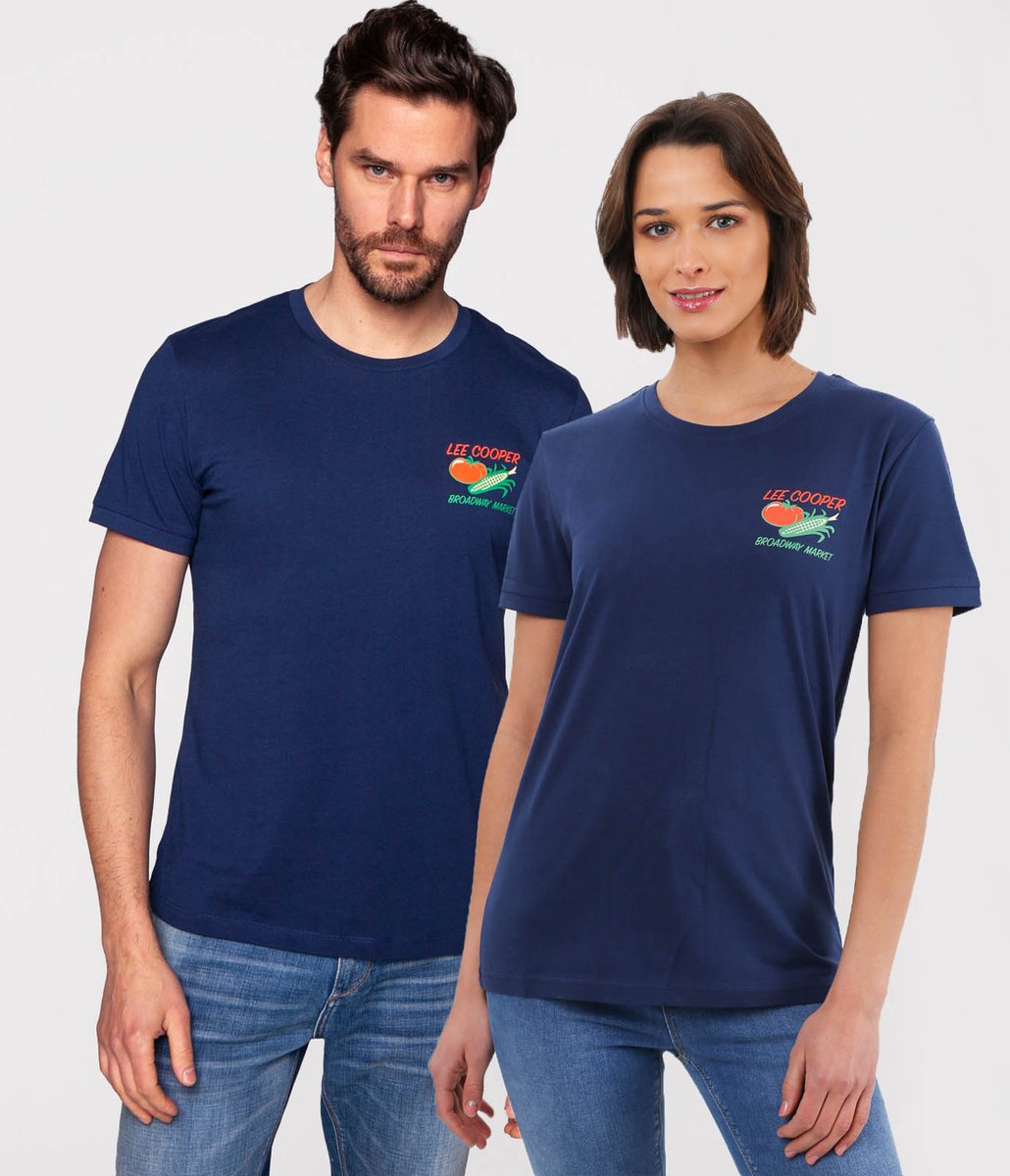 T-shirt unisex z dużym nadrukiem na plecach UNI FRESH 3933 MEDIEVAL BLUE-L