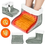 Masażery - Elektryczny ogrzewacz ocieplacz do stóp z pilotem miękki but 10 poziomów grzania jasnoszary - miniaturka - grafika 1