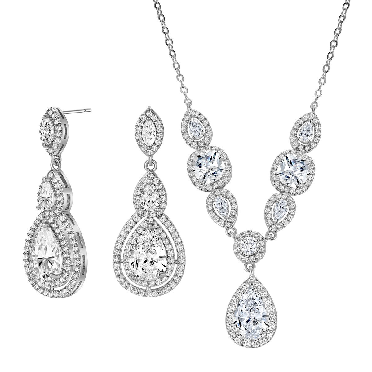 Komplet biżuterii, biżuteria ślubna srebrna z cyrkonią LOLA