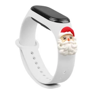 Strap Xmas opaska do Xiaomi Mi Band 4 / Mi Band 3 świąteczny silikonowy pasek bransoletka biały (mikołaj) - Akcesoria do smartwatchy - miniaturka - grafika 1