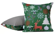 Pozostałe akcesoria świąteczne - Poszewka świąteczna 40x40 w ozdoby choinkowe - zielona+szara - miniaturka - grafika 1