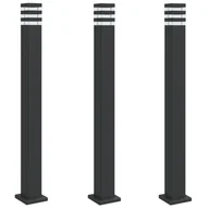 Lampy ogrodowe - vidaXL Zewnętrzne lampy stojące, z gniazdem, 3 szt., czarne, 110 cm - miniaturka - grafika 1