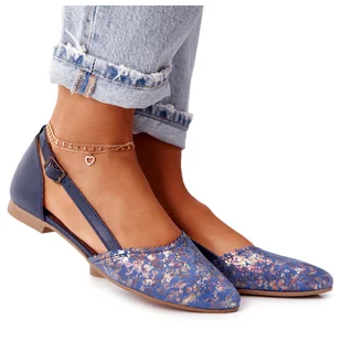 Skórzane Baleriny Maciejka 4972A-17 Granatowe - Baleriny - miniaturka - grafika 1