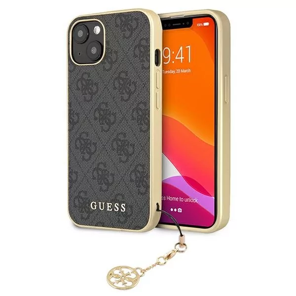 Guess Etui 4G Charms Collection do Apple iPhone 13 Szary | GUHCP13MGF4GGR