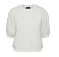 Swetry damskie - PIECES SWETER DAMSKI KREMOWY ZE ZDOBIENIEM S DRB - miniaturka - grafika 1