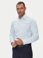 Koszule męskie - Calvin Klein Koszula Geometric Print K10K112609 Niebieski Slim Fit - miniaturka - grafika 1