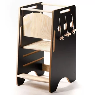 Kitchen Helper Sorter Czarny z sosną - Krzesełka do karmienia - miniaturka - grafika 1