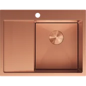 Zlewozmywaki - Mexen Exar zlewozmywak stalowy 1-komorowy z ociekaczem prawy 620 x 480 mm, miedź HC - 6432621005P-65HC - miniaturka - grafika 1