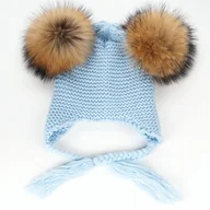 Czapki dla dzieci - Czapka dziecięca z naturalnymi pomponami 1-3 lat - miniaturka - grafika 1