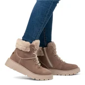 Botki damskie - Rieker Botki Damskie Ocieplane Brown Brązowe-37 - miniaturka - grafika 1