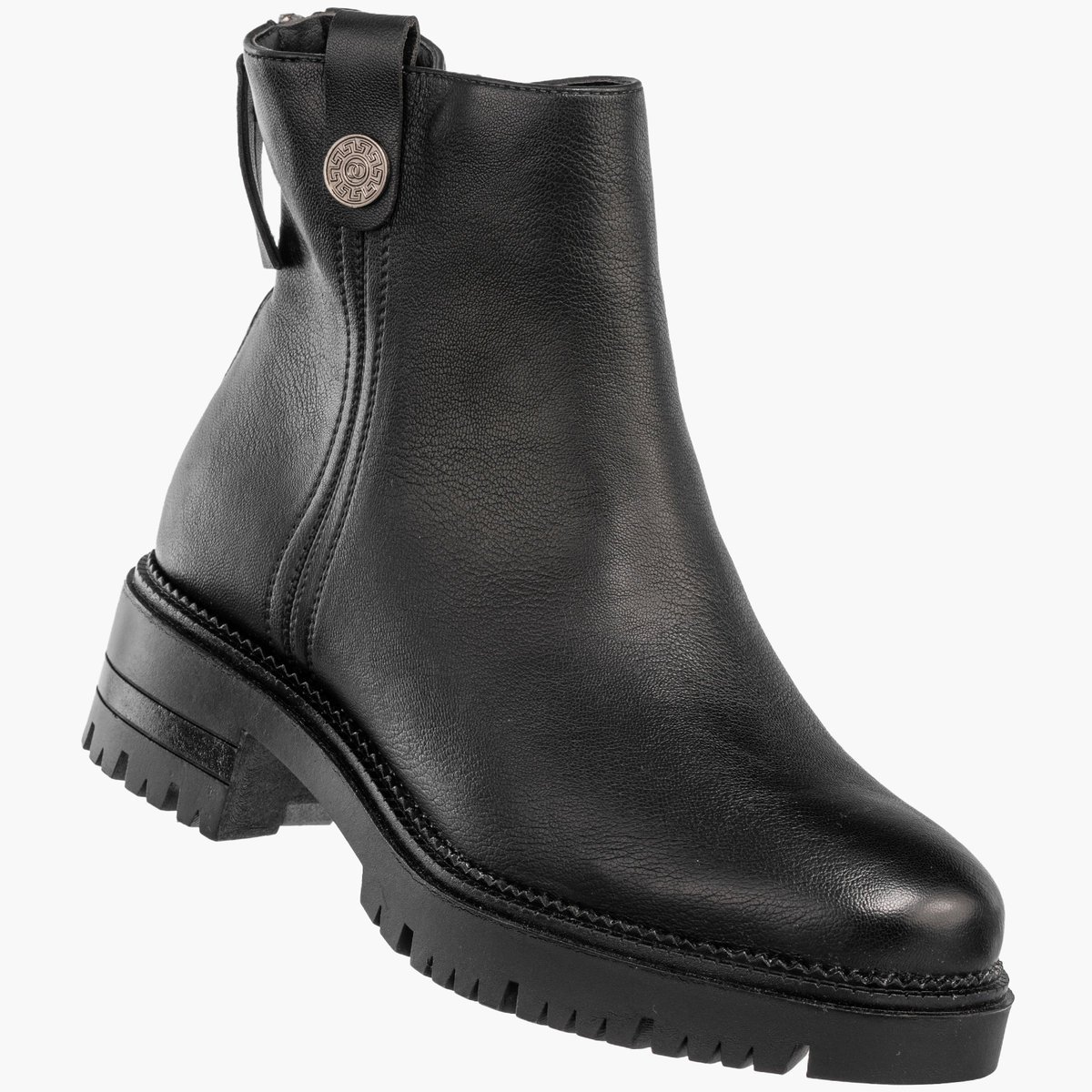 Botki Damskie Ekoskóra Buty Ocieplane Klasyczne Na Zimę Czarne Potocki 23-12285BK Czarny 38