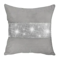 Poszewki na poduszki - Poszewka dekoracyjna 45x45 Clare szara welurowa cyrkonie Domarex - miniaturka - grafika 1
