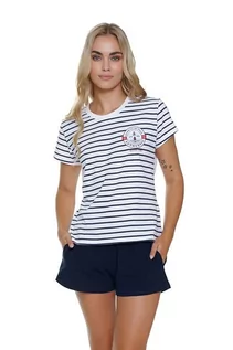 Piżamy damskie - Piżama damska Marine biała w paski M - grafika 1