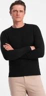 Swetry męskie - Ombre Clothing Klasyczny sweter męski Pheselus czarny L - miniaturka - grafika 1