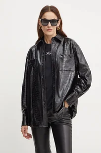 Karl Lagerfeld koszula damska kolor czarny regular z kołnierzykiem klasycznym 246W1613 - Koszule damskie - miniaturka - grafika 1