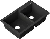 Zlewozmywaki - Bianco Zlewozmywak granitowy 2-komorowy bez ociekacza czarny metalik - miniaturka - grafika 1