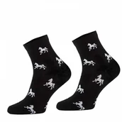 Skarpetki jeździeckie - Comodo Skarpetki krótkie - czarne w białe koniki - miniaturka - grafika 1