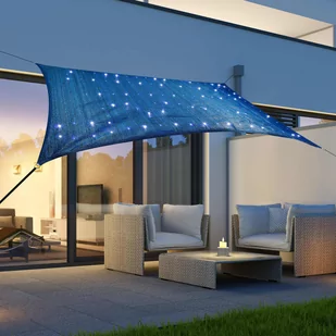 vidaXL HI Lumarko Żagiel przeciwsłoneczny z 100 LED, jasnoniebieski, 2x3 m! 435328 - Parasole ogrodowe - miniaturka - grafika 1