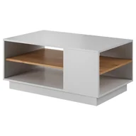 Ławy i stoliki kawowe - Stolik Kawowy WOOD – Biały Mat + Dąb Craft Złoty, Nowoczesny Design do Salonu - miniaturka - grafika 1