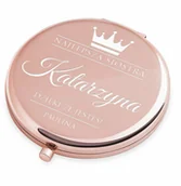 Lusterka do makijażu - Lusterko okrągłe różowe z grawerem dla siostry na imieniny - miniaturka - grafika 1