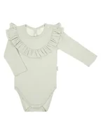 Body dla niemowląt - Dziewczęce body na długi rękaw z falbanka oliwkowe Nicol,r.74 - miniaturka - grafika 1