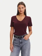 Koszulki i topy damskie - Tommy Hilfiger T-Shirt New Cody WW0WW40584 Bordowy Slim Fit - miniaturka - grafika 1