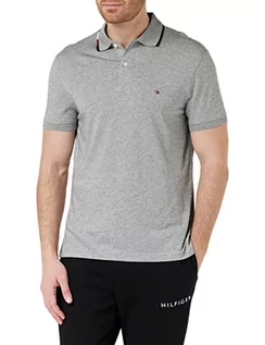 Koszulki męskie - Tommy Hilfiger Męska koszulka polo RWB Tencel z bawełnianymi końcówkami, S/S, jasnoszary wrzos, XL - grafika 1