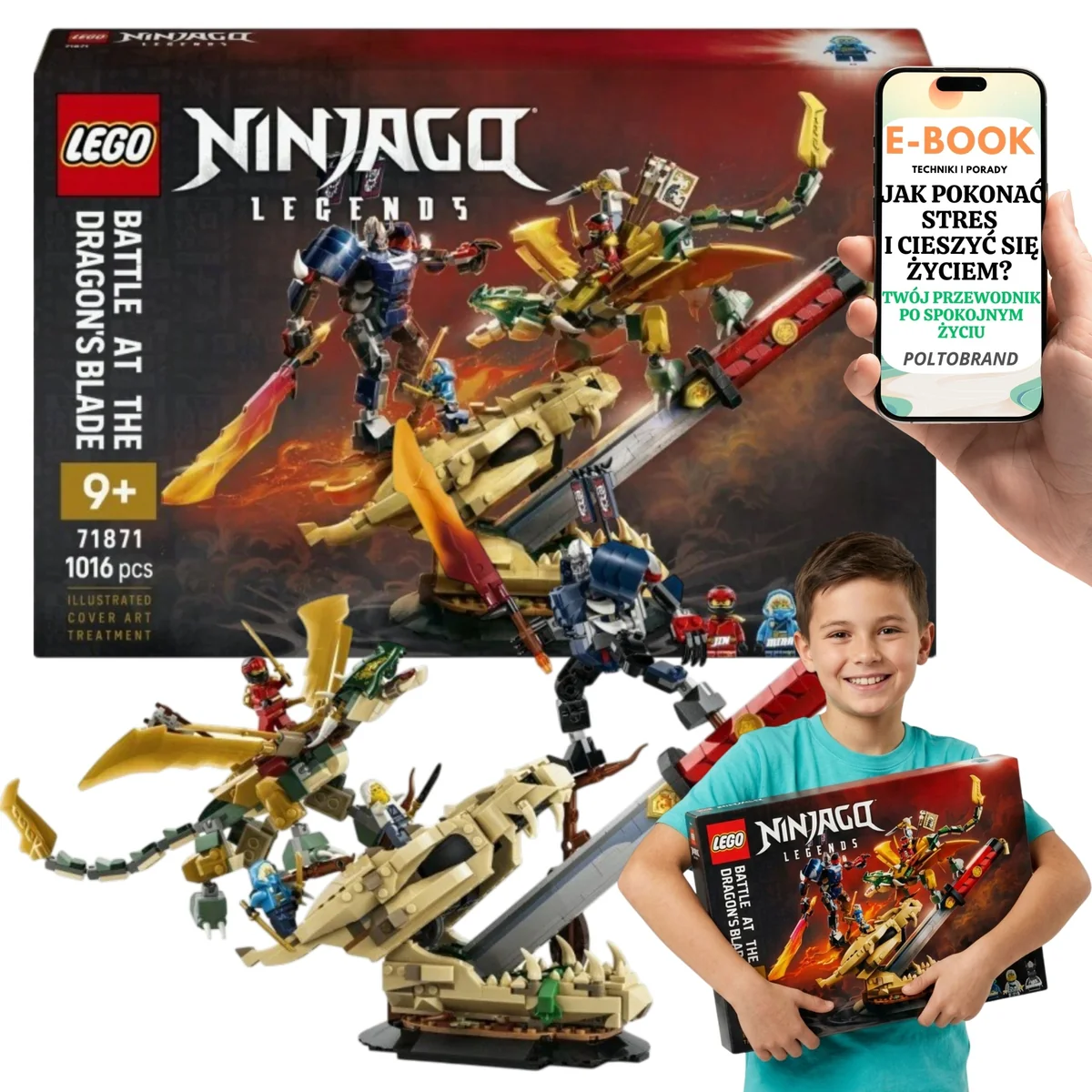 LEGO Ninjago Bitwa o Smocze Ostrze Mech z Ruchomymi Kończynami i 4 Minifigurki Prezent Dla Dziecka 71871