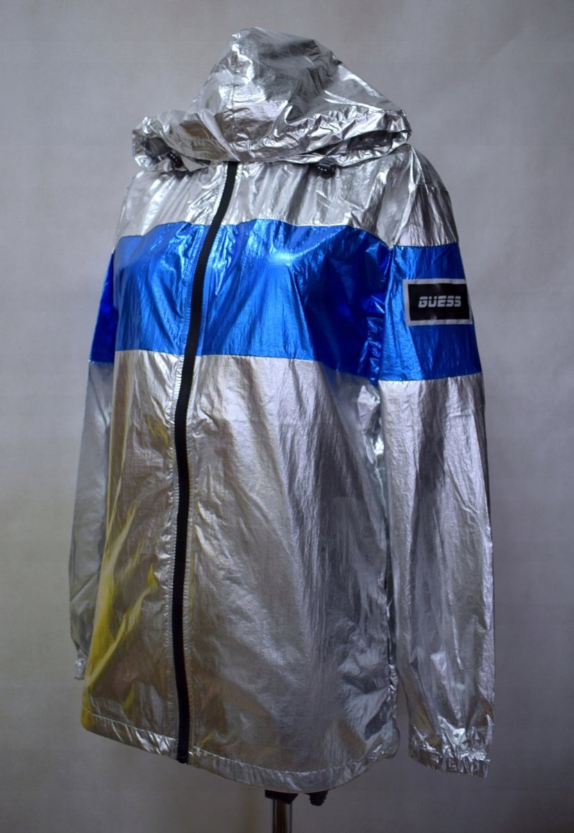 Kurtka Damska Wiatrowa Srebrna Rozmiar S *Guess*