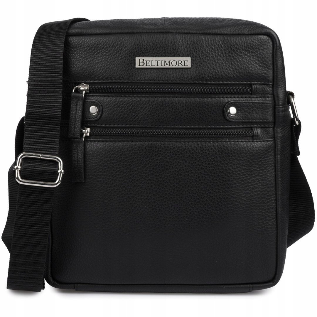 Torba męska skórzana na ramię zgrabna czarna elegancka Beltimore N30