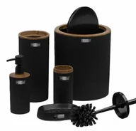 Akcesoria łazienkowe - Zestaw łazienkowy Kely Round black/wood - miniaturka - grafika 1