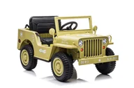 Pojazdy elektryczne dla dzieci - Auto Jeep Wojskowy 4 Silniki 12V Ekoskóra Piankowe Koła Pilot Khaki - miniaturka - grafika 1