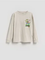 Bluzki dla chłopców - Reserved - Bawełniany longsleeve SpongeBob - jasnoszary - miniaturka - grafika 1