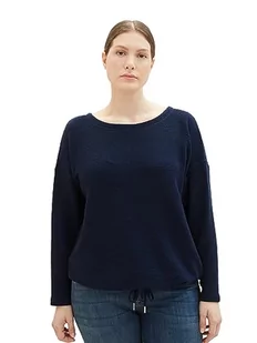 TOM TAILOR Damska bluza ze strukturą i sznurkiem, 10668-sky Captain Blue, 50 duże rozmiary - Bluzy damskie - miniaturka - grafika 1
