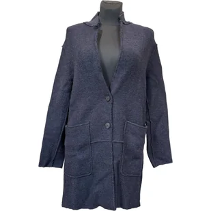 Zara Płaszcz Damski Stylowy Elegancki Wygodny Granatowy z Guzikami M - Płaszcze damskie - miniaturka - grafika 1