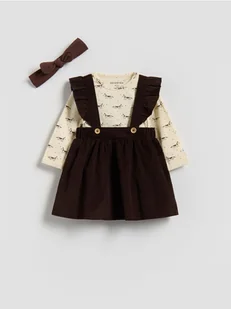 Reserved - Bawełniany komplet z opaską - brązowy - Komplety dla niemowląt - miniaturka - grafika 1