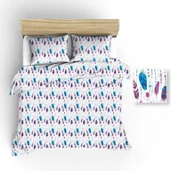 Pościel dla dzieci - Pościel 100x135 1226E biała piórka różowe niebieskie - miniaturka - grafika 1