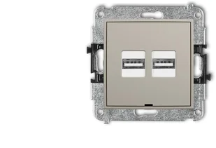 Karlik MINI Mechanizm ładowarki USB podwójnej 2xUSB A, 15,5W max., 5V, 3.1A taupe 60MCUSBBO-6 - Gniazdka elektryczne - miniaturka - grafika 1