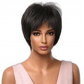 Ozdoby do włosów - Peruka krótka damska czarna jak naturalne + czepek - miniaturka - grafika 1