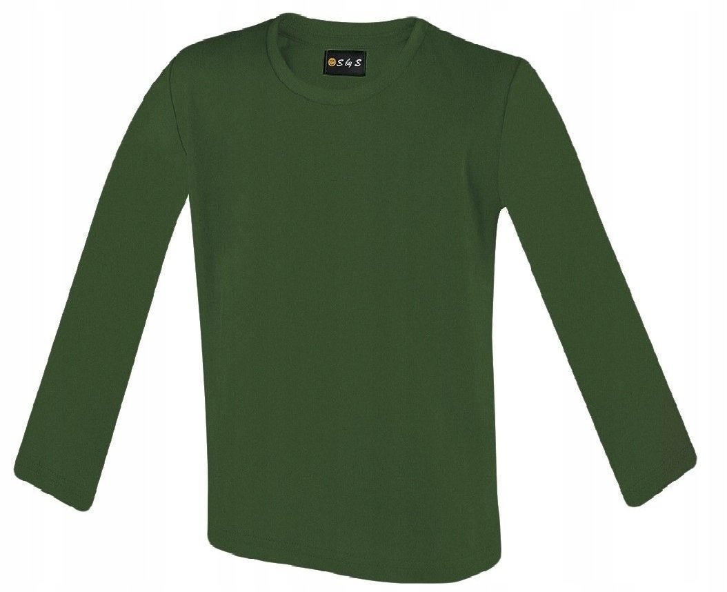 BAWEŁNA Bluzka długi rękaw CIEMNY ZIELONY 104