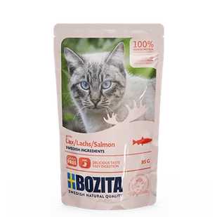 Bozita Kawałki w sosie z łososiem saszetka) 85g 42362-uniw - Mokra karma dla kotów - miniaturka - grafika 1