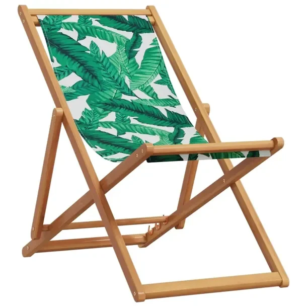 Rozkładane Drewniane Krzesło Plażowe Eukaliptusowe, Zielone 62x112x87 cm
