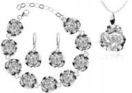 Zestawy biżuterii dla kobiet - SREBRNY KOMPLET BIŻUTERII KWIATKI Z CYRKONIAMI 925 - miniaturka - grafika 1