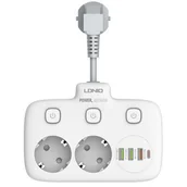 Listwy zasilające - Listwa zasilająca z 2 gniazdami AC, 3x USB, USB-C, LDNIO SE2435, 2500W (biała) - miniaturka - grafika 1