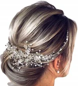 Ozdoby do włosów - Opaska na druciku na ślub diadem srebrna cyrkonie - miniaturka - grafika 1