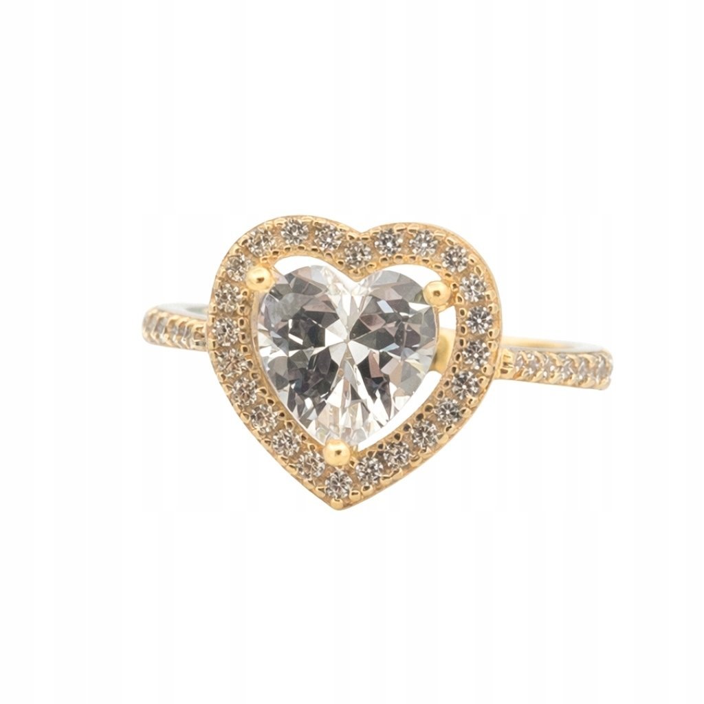 Pierścionek serce z cyrkoniami 2,7 g ze złota pr. 585, 14K