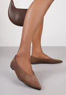 Baleriny - Brązowe Balerinki Vices ze Szpiczastym Noskiem Cariette - miniaturka - grafika 1