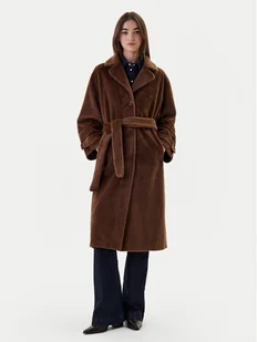 Dixie Futro K330Y009A Brązowy Regular Fit - Płaszcze damskie - miniaturka - grafika 1