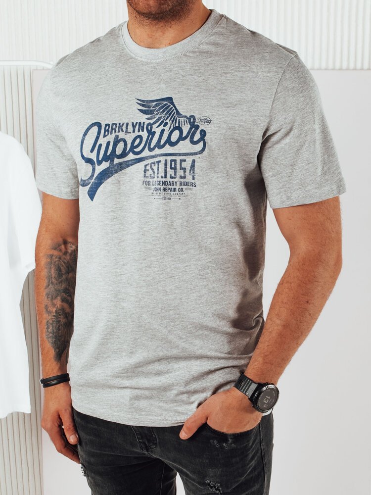 Koszulka męska z nadrukiem szara Dstreet RX5365-XL